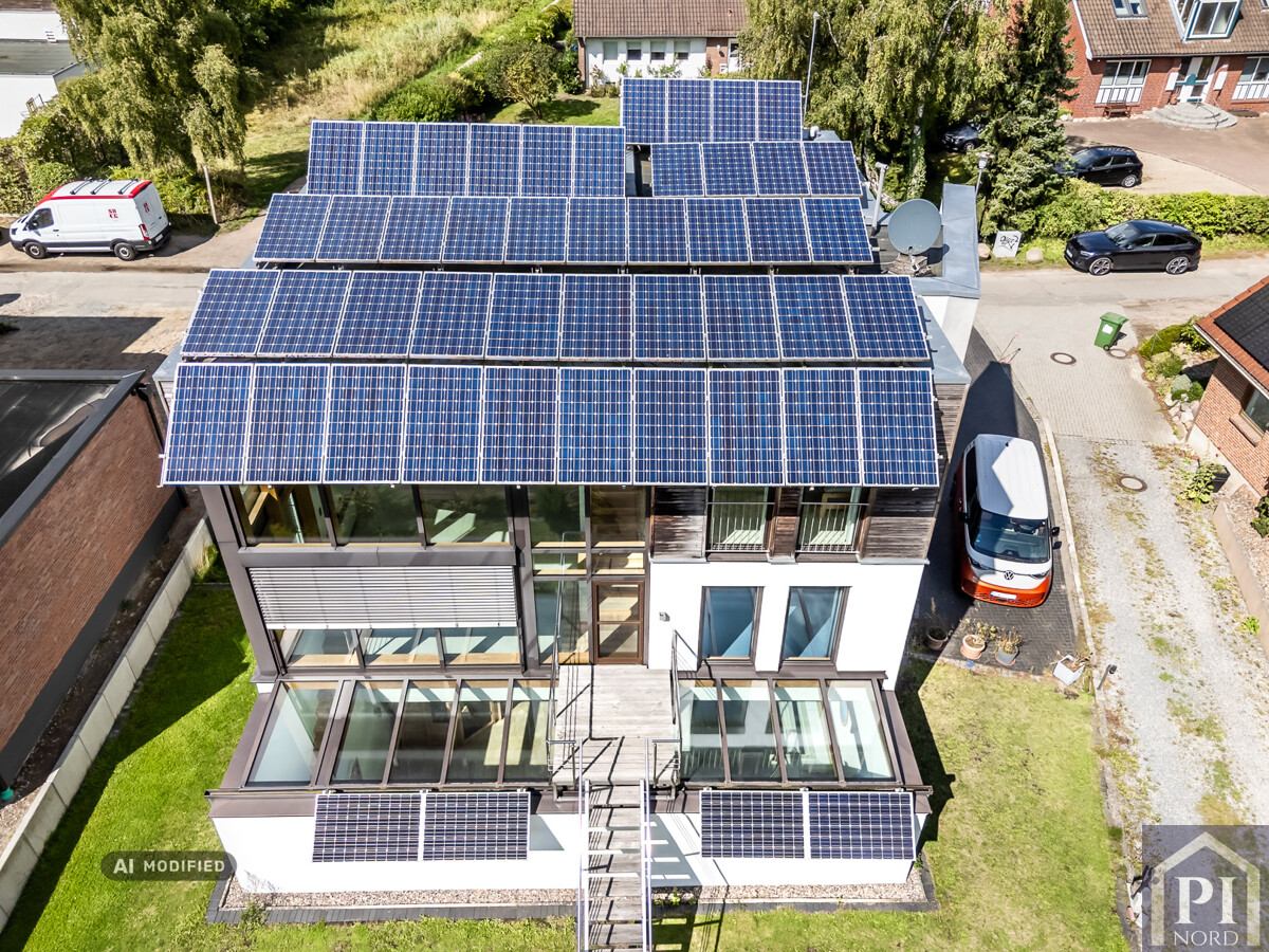 Großflächige Photovoltaikanlage auf dem Dach