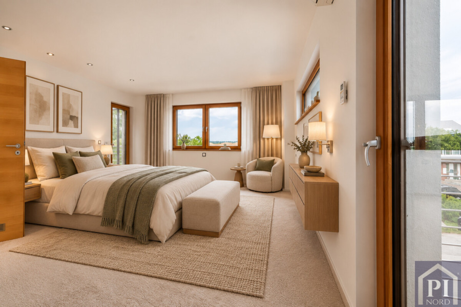Weiteres Schlafzimmer mit Balkon Zugang (KI generiert)